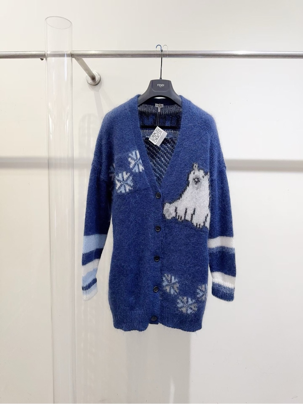 🚩steal Loewe Blue Fuzzy Polar Bear Cardigan